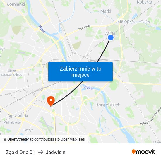 Ząbki Orla 01 to Jadwisin map