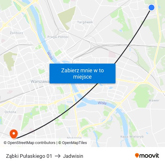 Ząbki Pułaskiego 01 to Jadwisin map