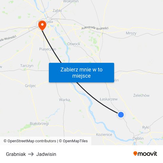 Grabniak to Jadwisin map