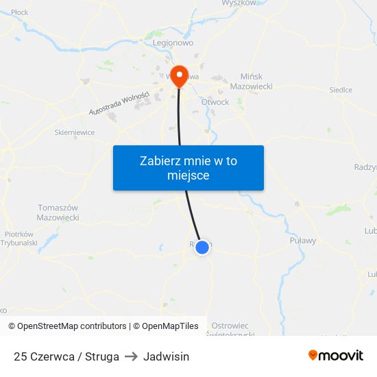 25 Czerwca / Struga to Jadwisin map