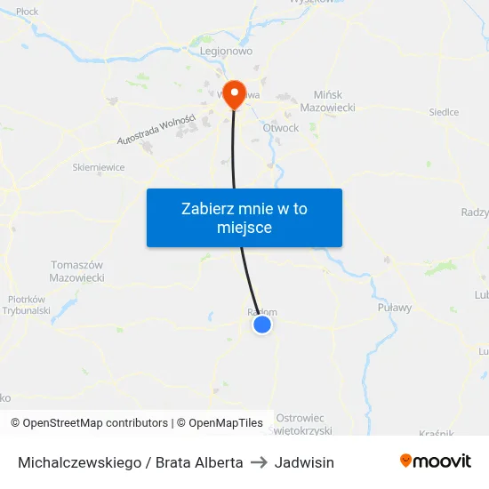 Michalczewskiego / Brata Alberta to Jadwisin map
