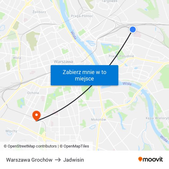 Warszawa Grochów to Jadwisin map