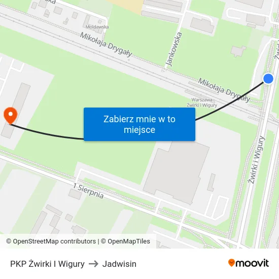 PKP Żwirki I Wigury to Jadwisin map