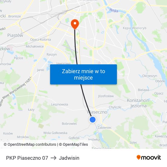 PKP Piaseczno 07 to Jadwisin map