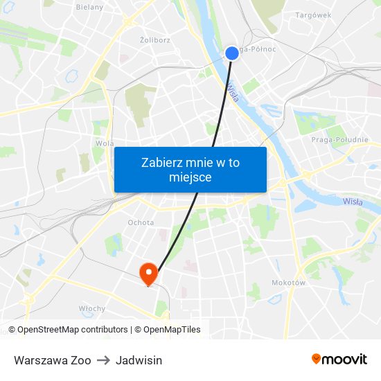 Warszawa Zoo to Jadwisin map