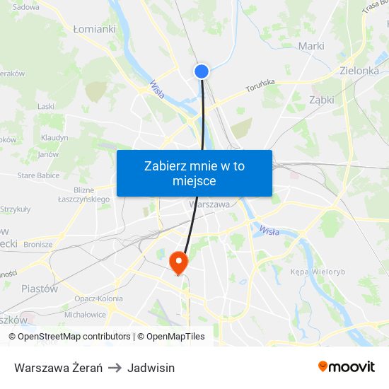 Warszawa Żerań to Jadwisin map