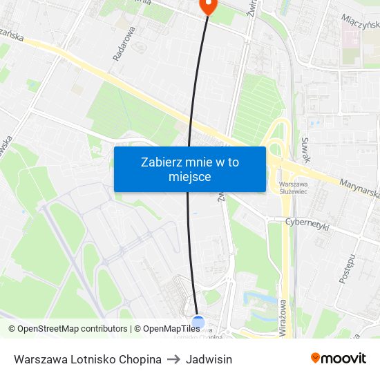 Warszawa Lotnisko Chopina to Jadwisin map