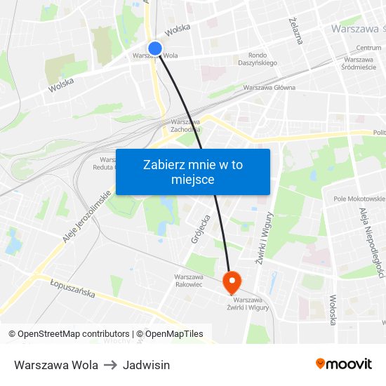 Warszawa Wola to Jadwisin map