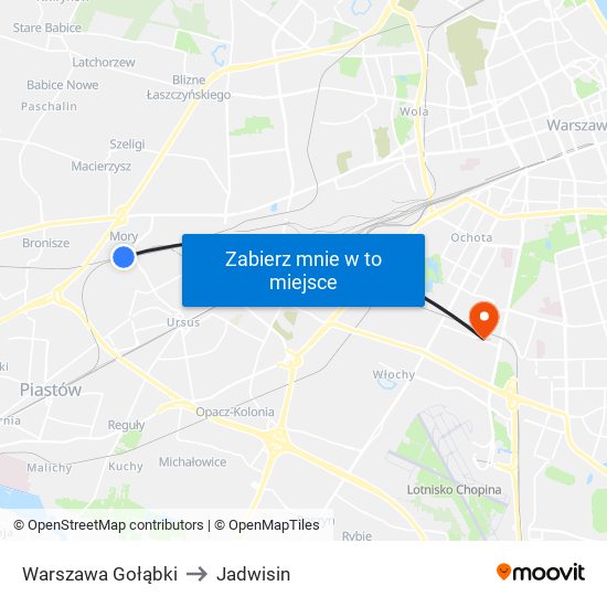 Warszawa Gołąbki to Jadwisin map