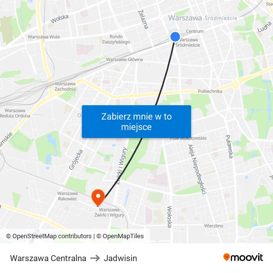 Warszawa Centralna to Jadwisin map