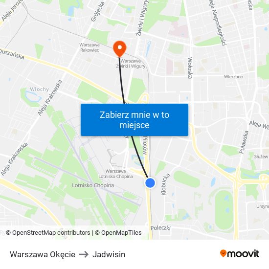 Warszawa Okęcie to Jadwisin map