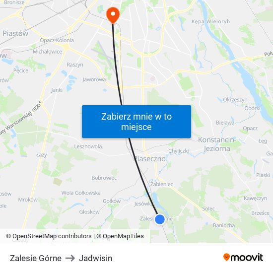 Zalesie Górne to Jadwisin map