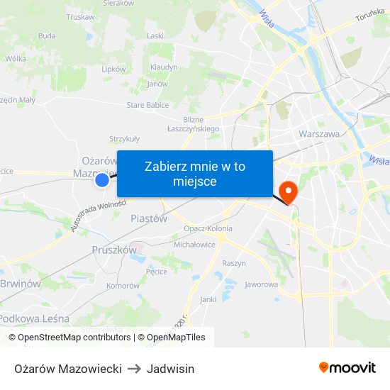 Ożarów Mazowiecki to Jadwisin map