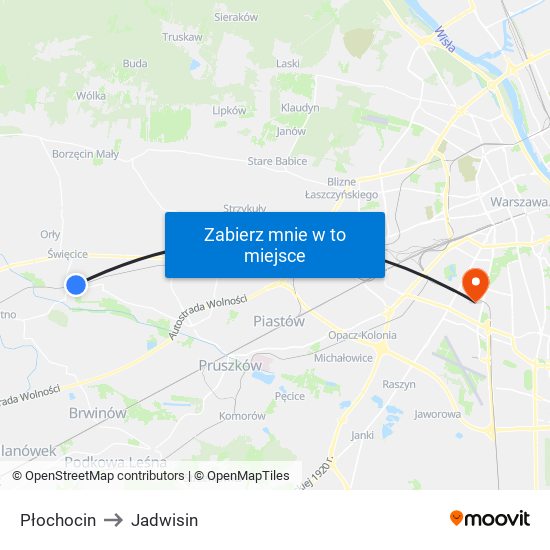 Płochocin to Jadwisin map