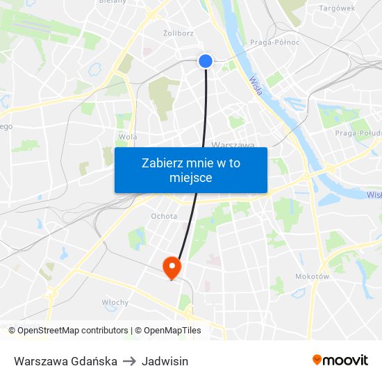 Warszawa Gdańska to Jadwisin map