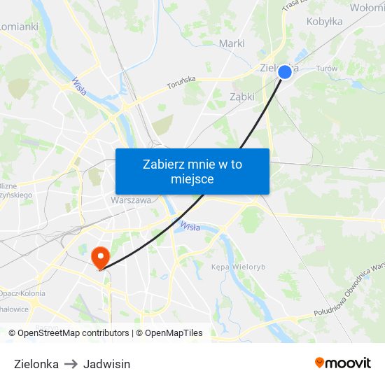 Zielonka to Jadwisin map