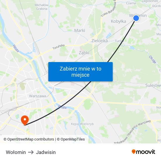 Wołomin to Jadwisin map