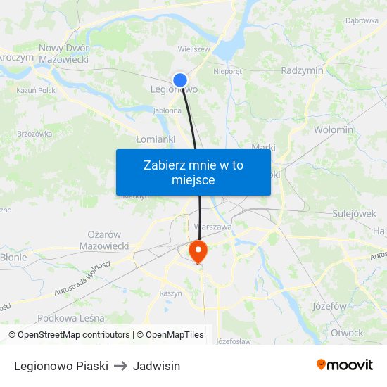 Legionowo Piaski to Jadwisin map