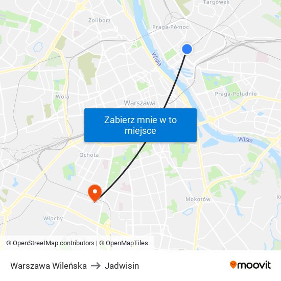 Warszawa Wileńska to Jadwisin map