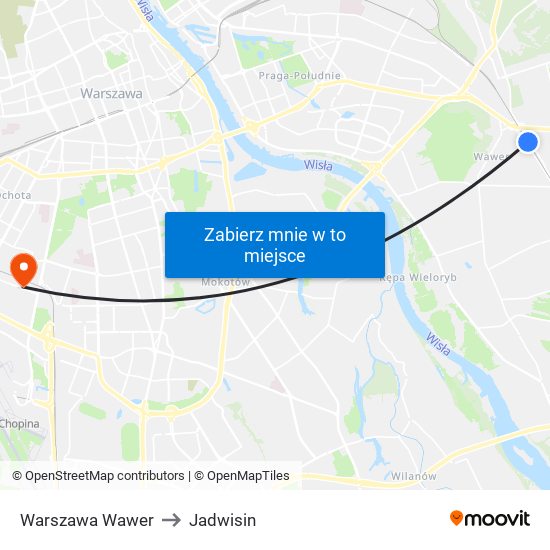 Warszawa Wawer to Jadwisin map