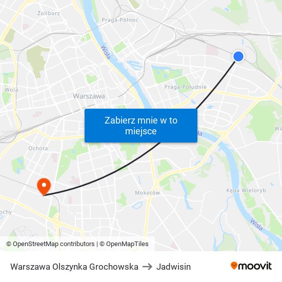 Warszawa Olszynka Grochowska to Jadwisin map