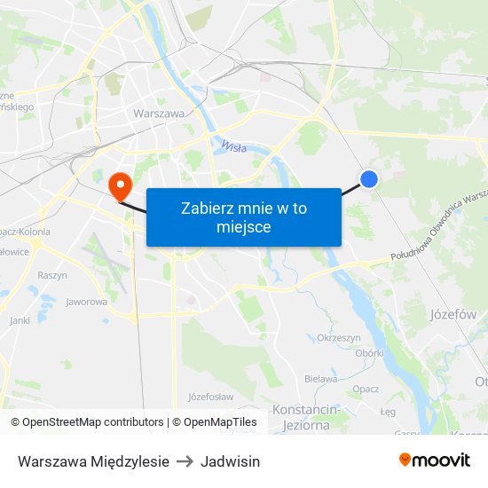 Warszawa Międzylesie to Jadwisin map