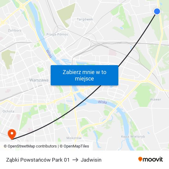 Ząbki Powstańców Park 01 to Jadwisin map