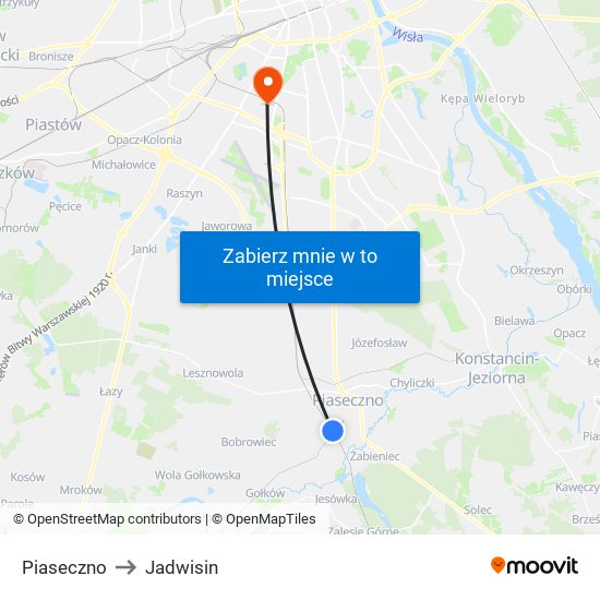 Piaseczno to Jadwisin map