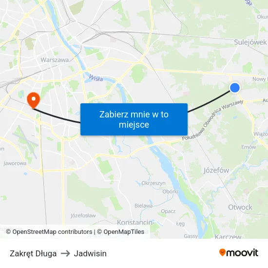 Zakręt Długa to Jadwisin map
