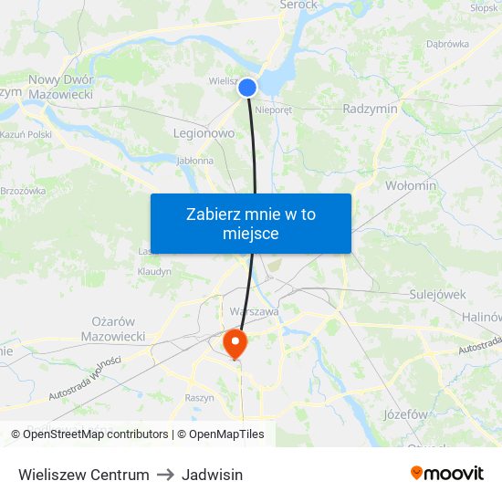Wieliszew Centrum to Jadwisin map