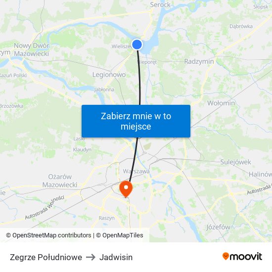 Zegrze Południowe to Jadwisin map