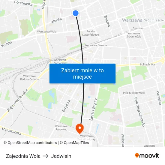 Zajezdnia Wola to Jadwisin map