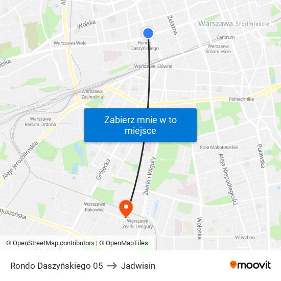 Rondo Daszyńskiego to Jadwisin map