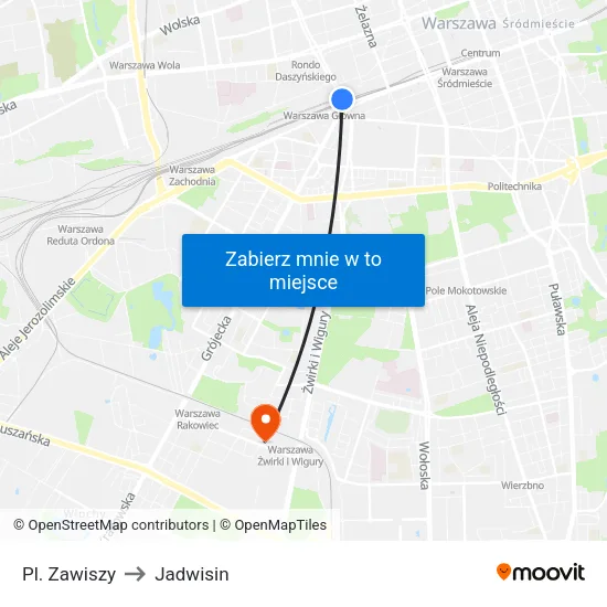 Pl. Zawiszy to Jadwisin map