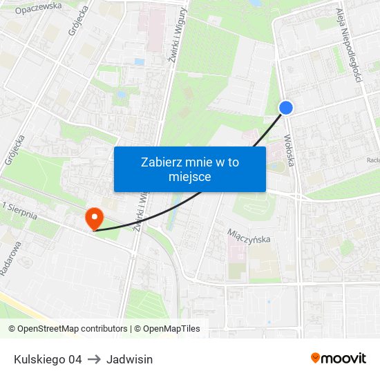 Kulskiego to Jadwisin map