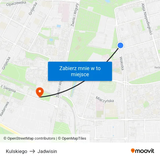 Kulskiego to Jadwisin map