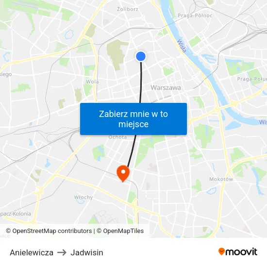 Anielewicza to Jadwisin map