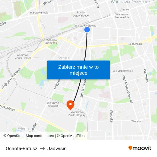 Ochota - Ratusz to Jadwisin map