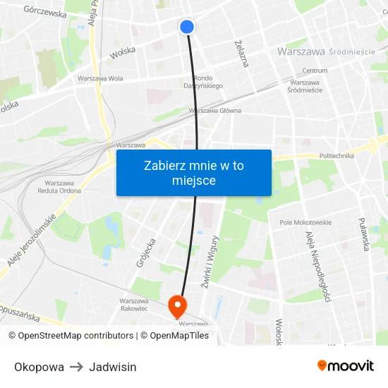 Okopowa to Jadwisin map