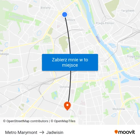 Metro Marymont to Jadwisin map
