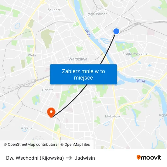 Dw. Wschodni (Kijowska) to Jadwisin map