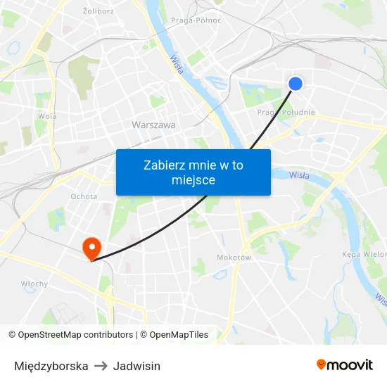Międzyborska to Jadwisin map
