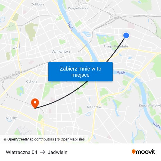 Wiatraczna to Jadwisin map