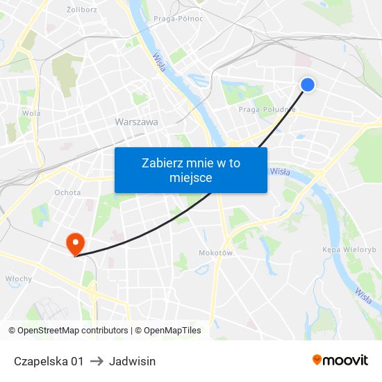 Czapelska to Jadwisin map