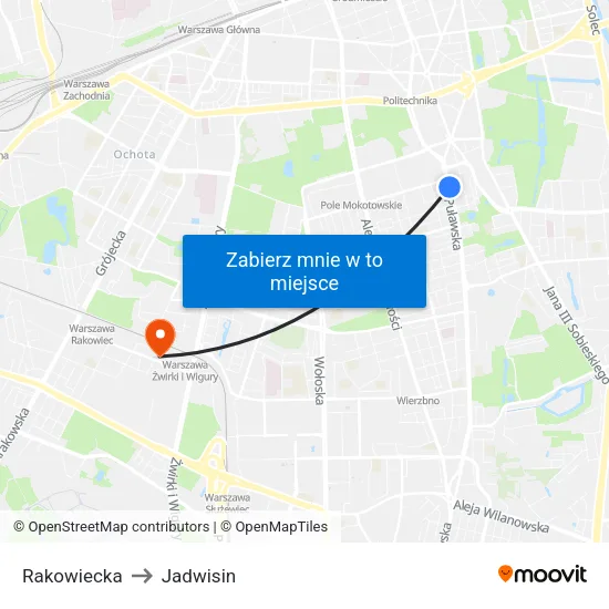 Rakowiecka to Jadwisin map