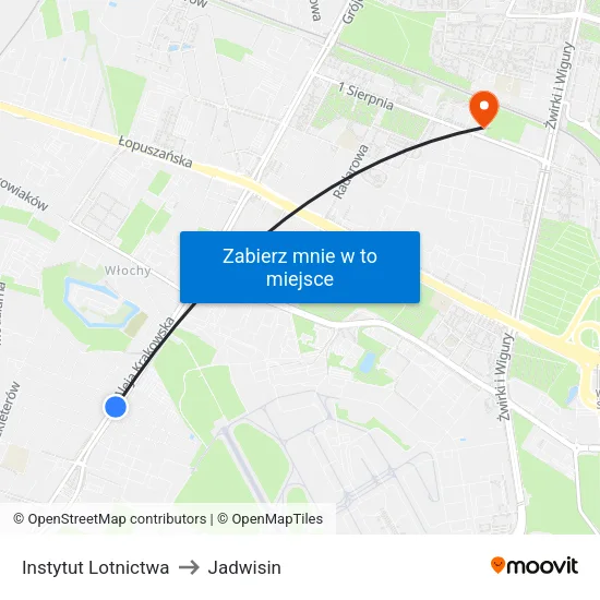 Instytut Lotnictwa to Jadwisin map