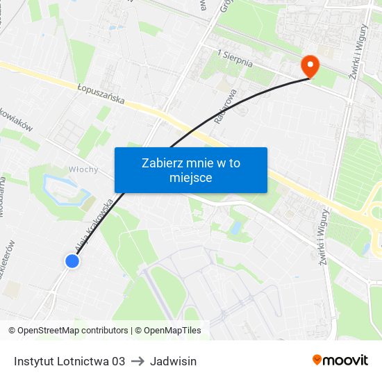 Instytut Lotnictwa to Jadwisin map