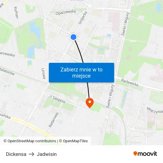 Dickensa to Jadwisin map