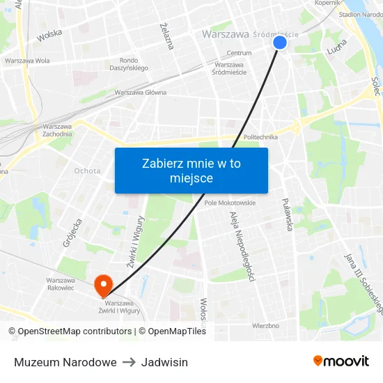 Muzeum Narodowe to Jadwisin map