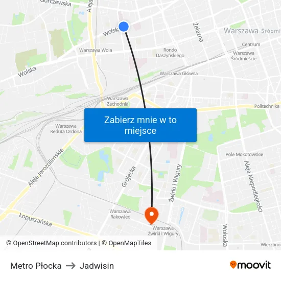 Metro Płocka to Jadwisin map